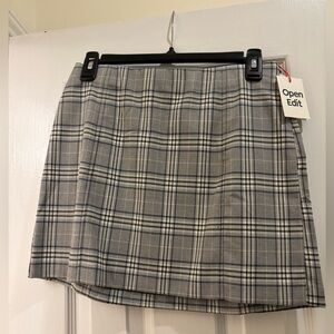 Open Edit Women's Gray Plaid Mini Skirt